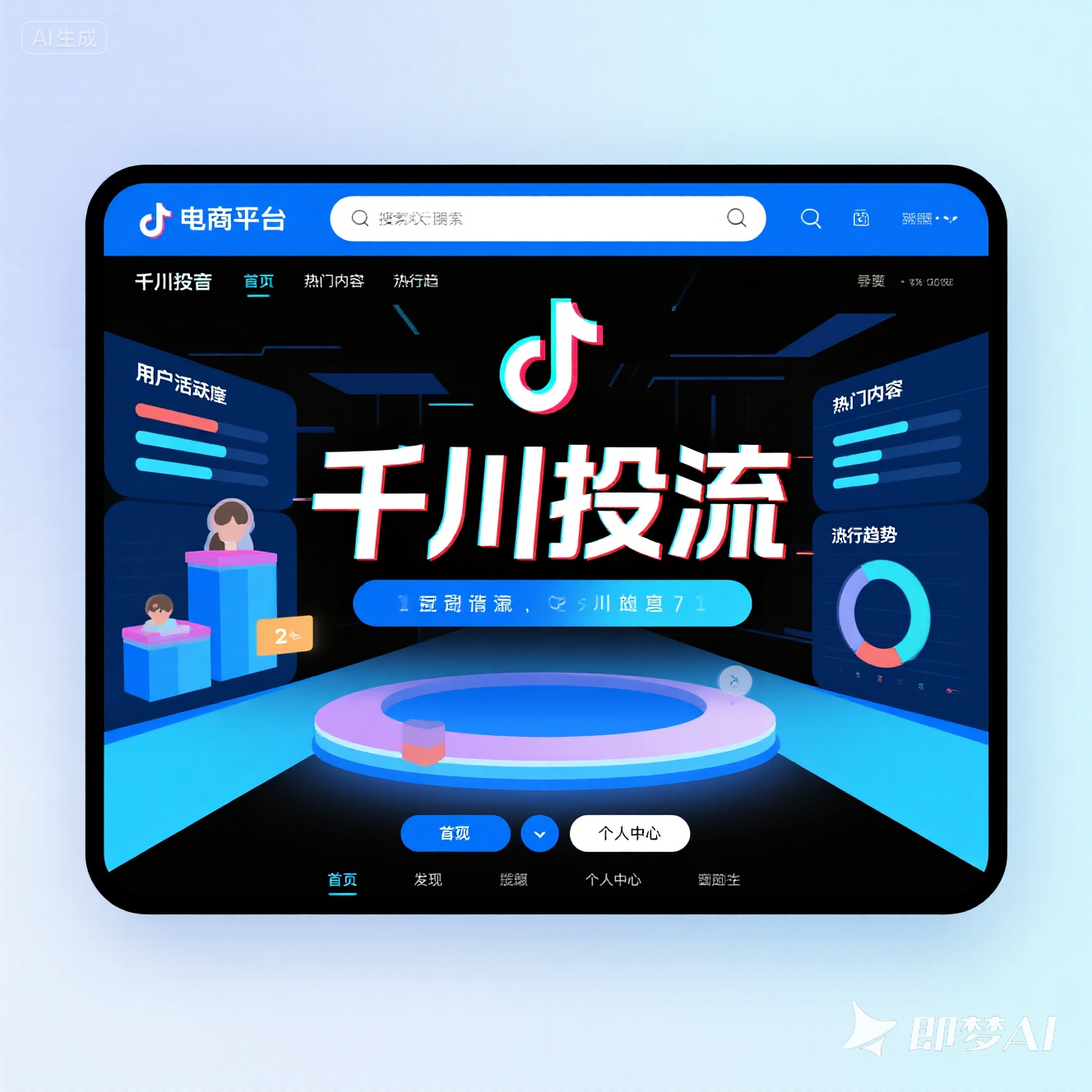 jimeng-2025-08-14-4114-电商风格，背景突出抖音的特点，就写，千川投流.png