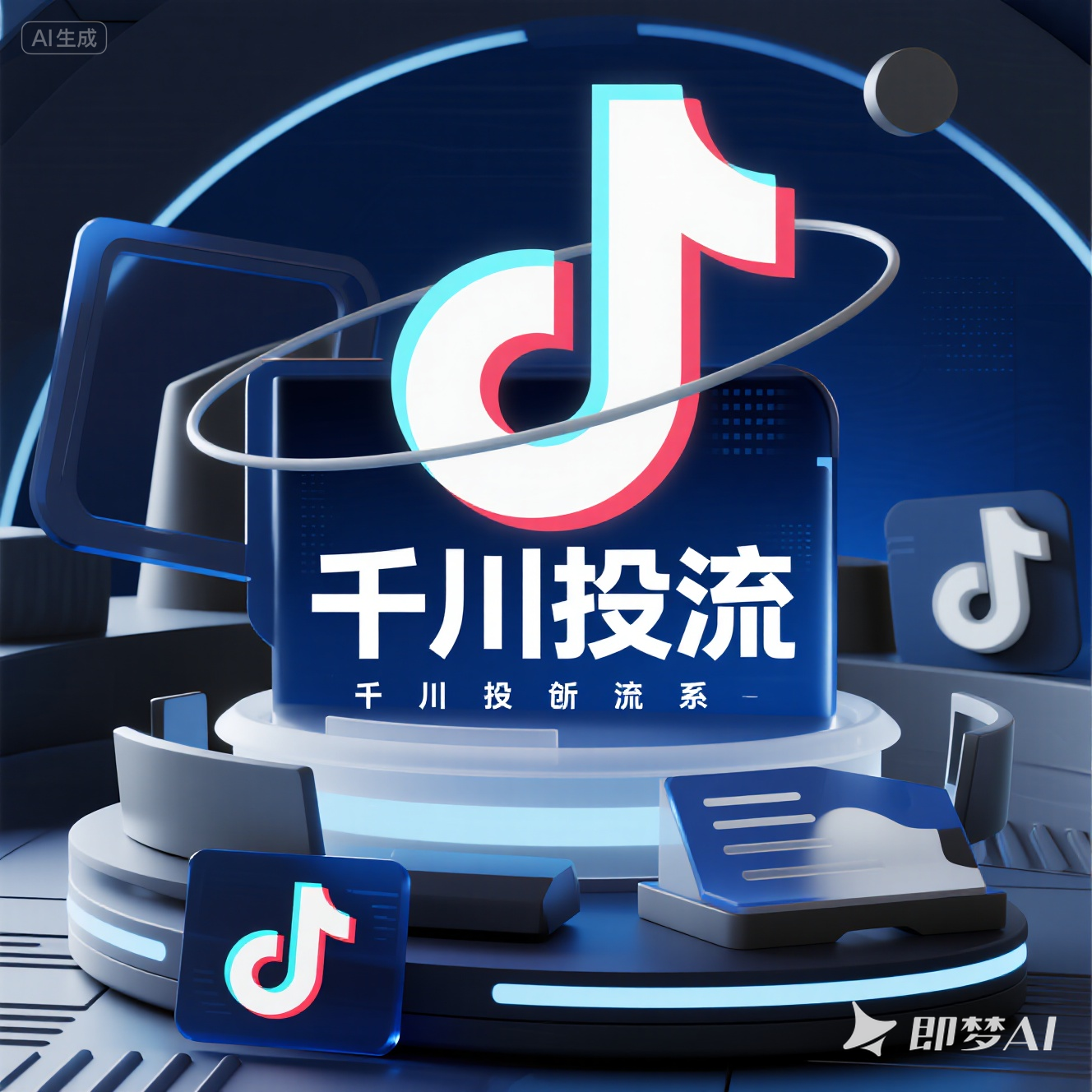 jimeng-2025-08-15-6712-电商风格，背景突出抖音的特点，就写，千川投流.png
