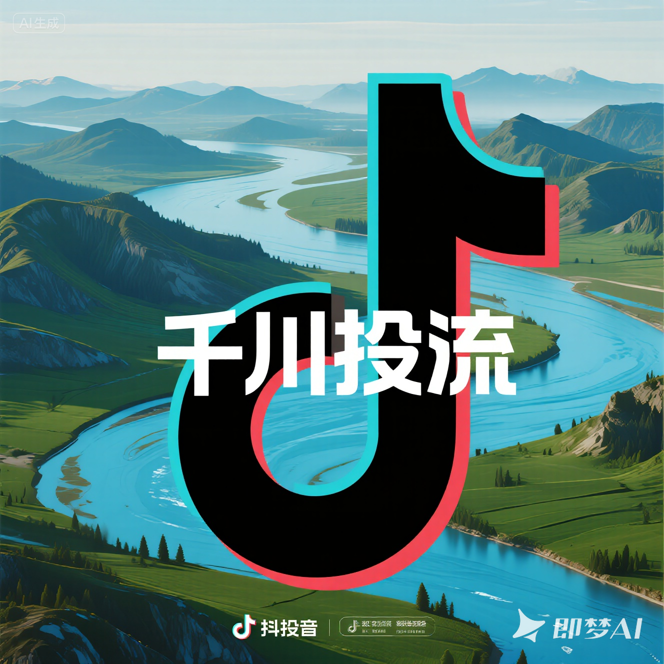 jimeng-2025-08-15-3001-电商风格，背景突出抖音的特点，就写，千川投流.png
