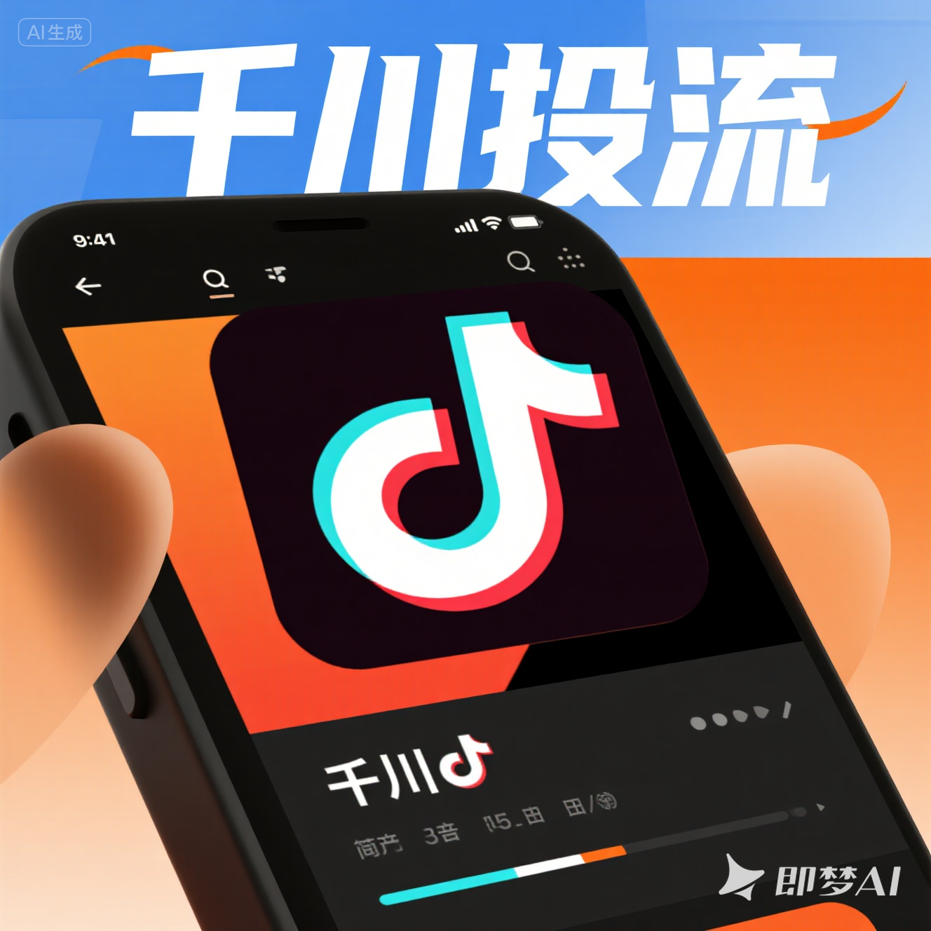 jimeng-2025-08-15-3030-电商风格，背景突出抖音的特点，就写，千川投流.png